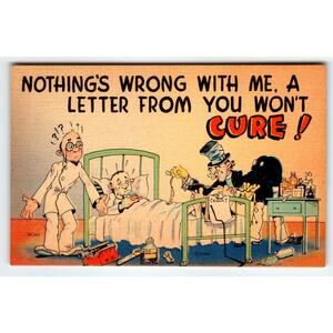 Nothing's Wrong With Me, A Letter From You Won't Cure! Postcard Man Bed 1940's